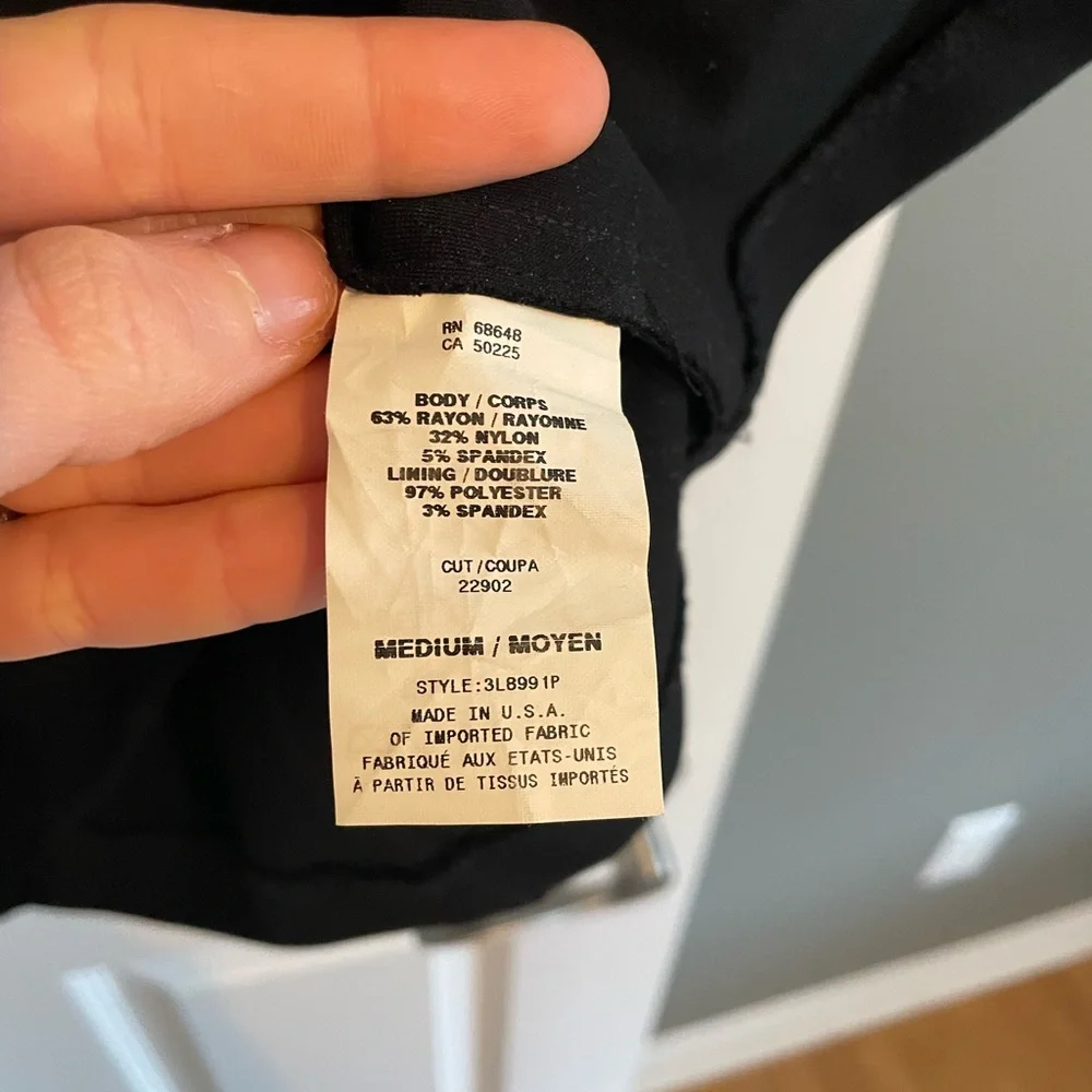 ABS Allen Schwartz Black Cocktail Dress with Gold Metal Cap Sleeve (Size Medium) - Picture 6 of 6